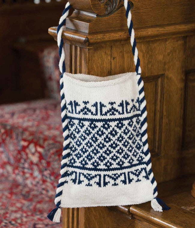 Blue and white shops knitting bag