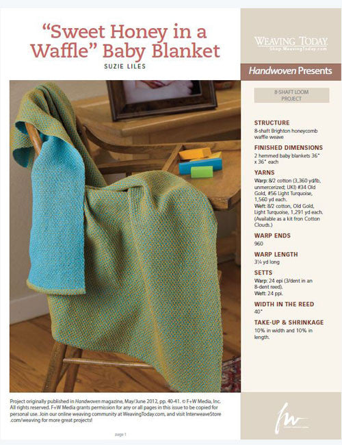 Sweet Honey in a Waffle Baby Blanket Weaving Pattern Download