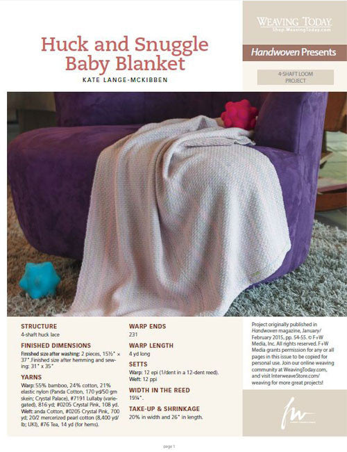 Huck and Snuggle Baby Blanket Weaving Pattern DownloadImage