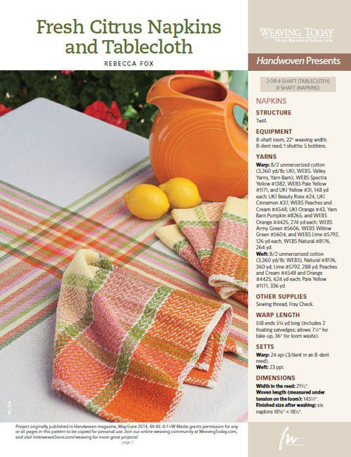 Fresh Citrus Napkins Weaving Pattern DownloadImage