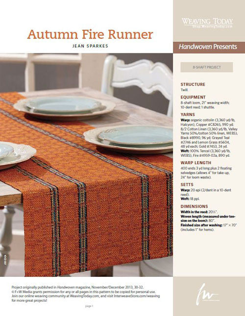 Autumn Fire Runner Pattern DownloadImage