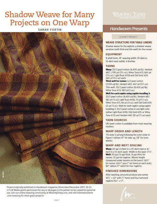 Shadow Weave for Many Projects on One Warp Pattern DownloadImage