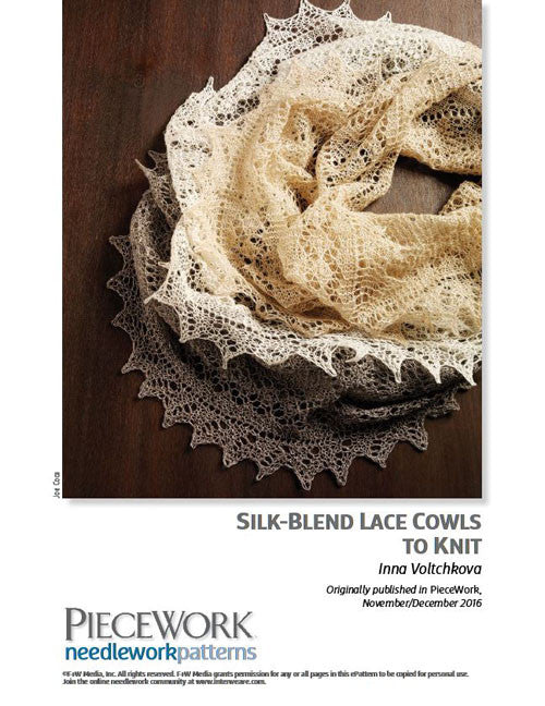 Silk-Blend Lace Cowls to Knit Knitting Pattern Download