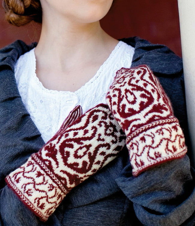 Damask Knitted Mittens Knitting Pattern DownloadImage