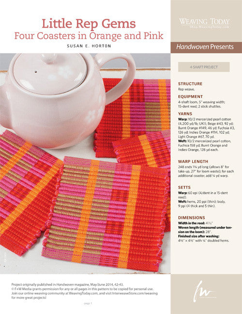 Little Rep Gems Coasters Weaving Pattern DownloadImage