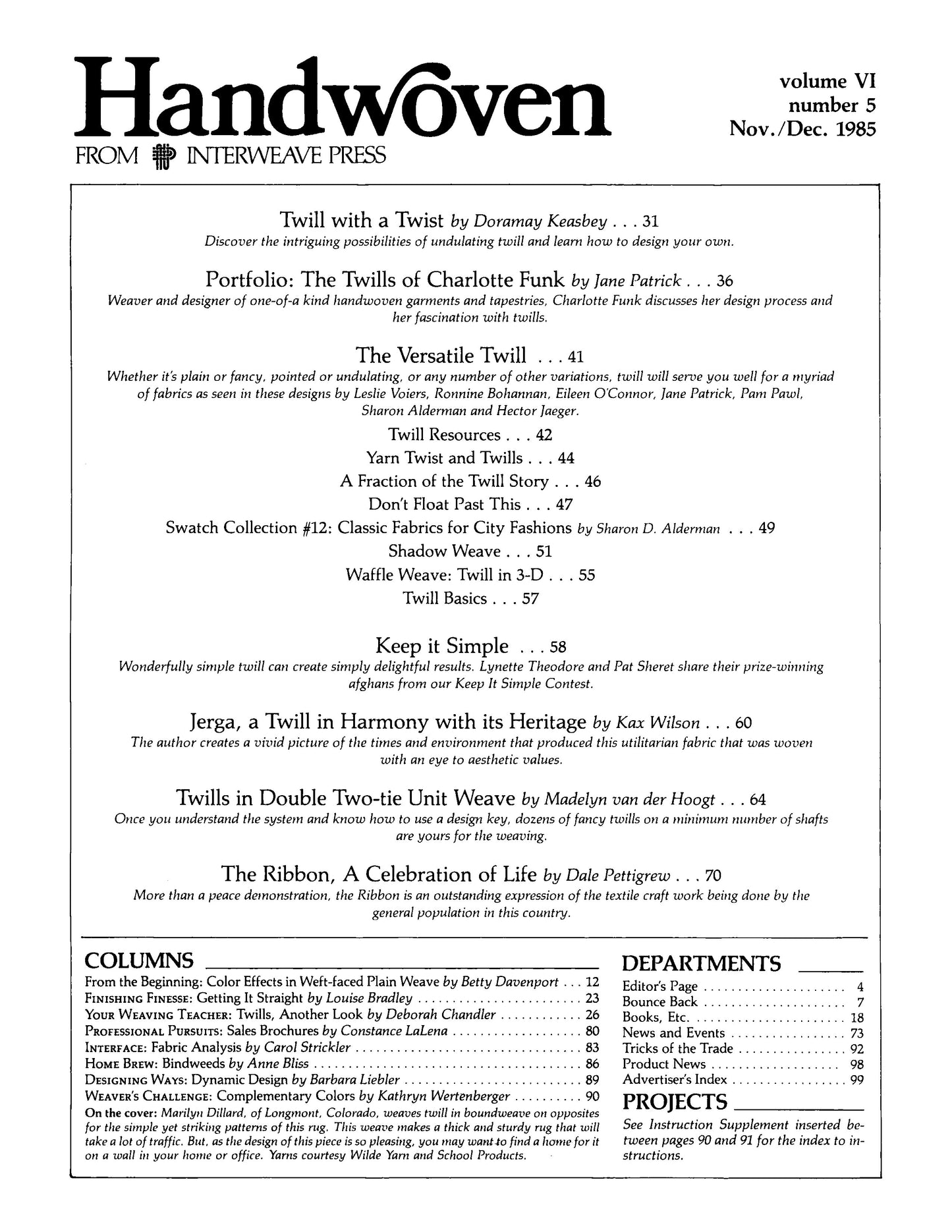 Handwoven, November/December 1985 Digital Edition