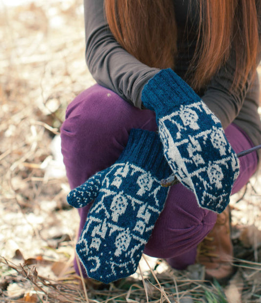 O.W.L. Knitted Mittens Knitting Pattern DownloadImage