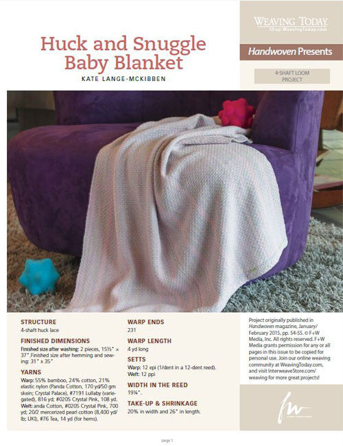 Huck and Snuggle Baby Blanket Weaving Pattern DownloadImage
