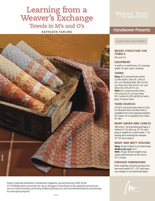 Learning from a Weavers' Exchange: Towels in M's and O's Pattern DownloadImage