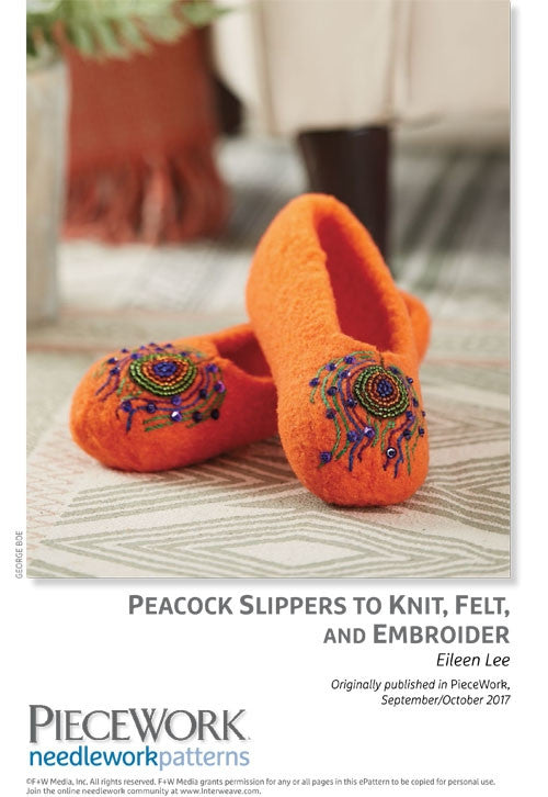 Peacock Slippers to Knit, Felt, and EmbroiderImage