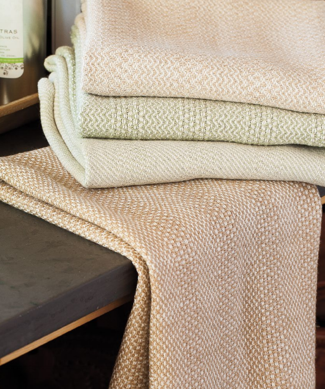 Blocks Tea Towel in Beige - Handwoven Kitchen Towels